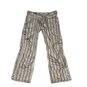 686 Smarty tech snow ski pants gray stripes adjustable waist women’s large